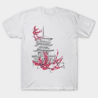 Pagode mit Sakura T-Shirt